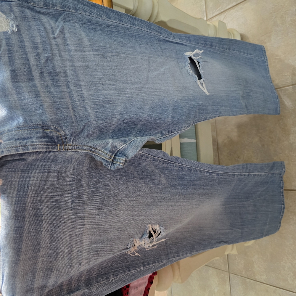 Distressed Light Blue Jeans, Size 18 Long